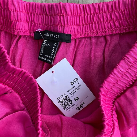 Forever21 Pink Satin Pull On Pants Medium New with Tags - Picture 3 of 4